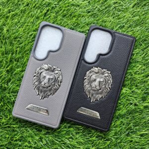 Samsung S25 Ultra Stylish Metal Lion Logo Back Cover