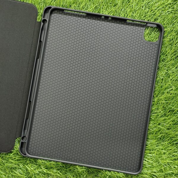 iPad Air 13 (2024) Transparent Premium Leather Finish Flip Back Cover 3 Fold - Image 3