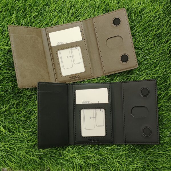 Tranzo 3 Fold Multi Purpose Premium Leather Magsafe Wallet - Image 5