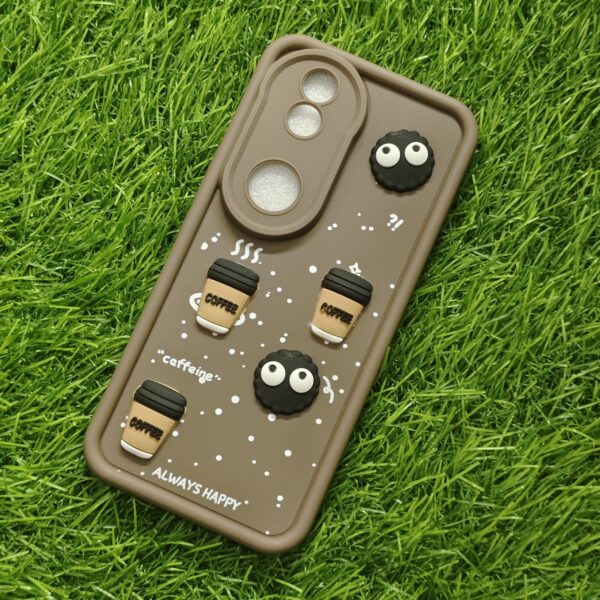 Vivo V50 Silicone Stylish Coffee Faces Back Cover - Image 6