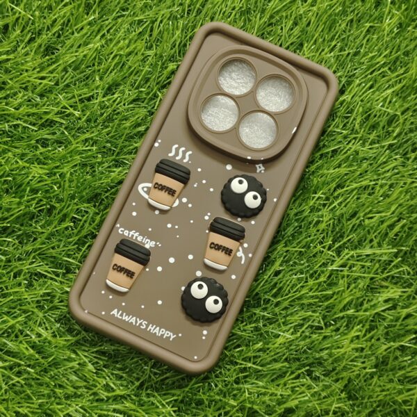 Realme 14 Pro Plus Silicone Stylish Coffee Faces Back Cover - Image 7