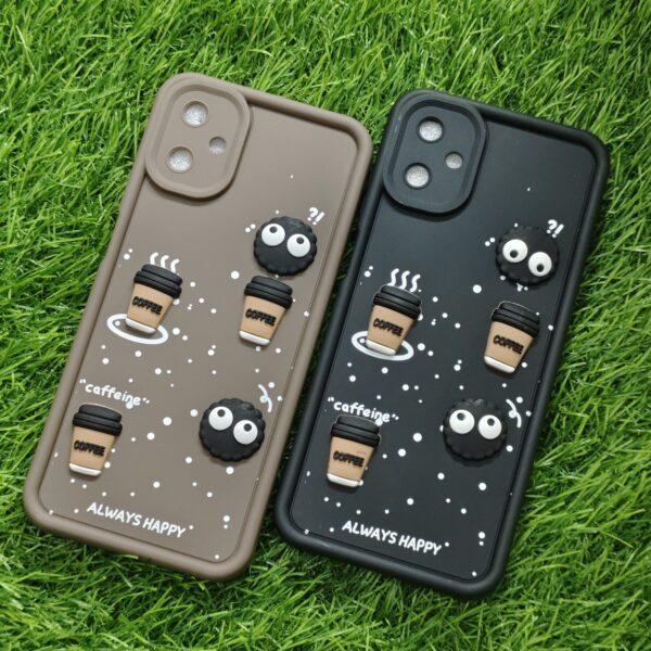 Samsung F06 Silicone Stylish Coffee Faces Back Cover