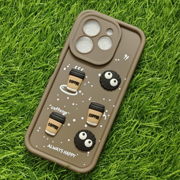 Tecno Spark 30C 5G Silicone Stylish Coffee Faces Back Cover - Image 6