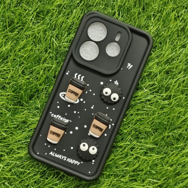 Redmi Note 14 5G Silicone Stylish Coffee Faces Back Cover - Image 7