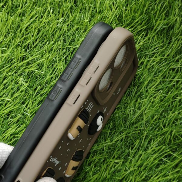 Oppo Reno 13 Silicone Stylish Coffee Faces Back Cover - Image 3