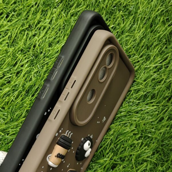 Vivo V40E & iQOO Z9S Silicone Stylish Coffee Faces Back Cover - Image 3
