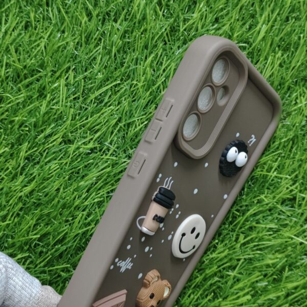 Samsung A34 Silicone Stylish Coffee Faces Back Cover - Image 3