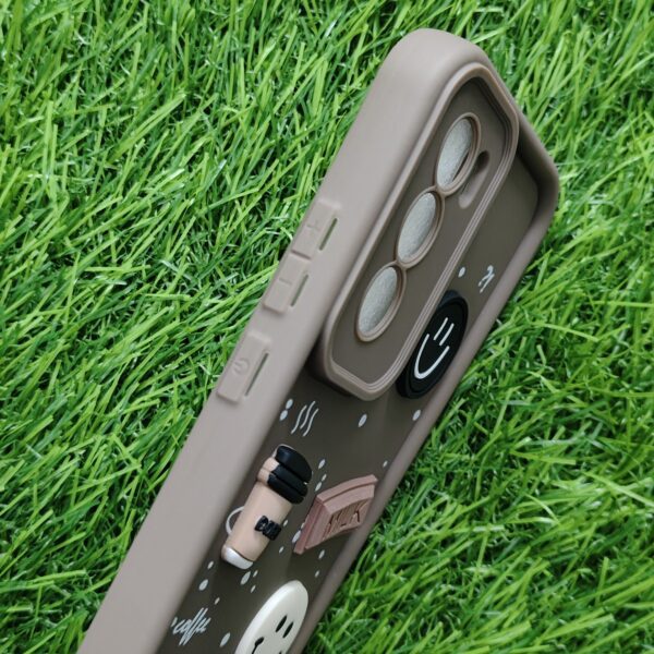 Oppo Reno 12 Pro Silicone Stylish Coffee Faces Back Cover - Image 3