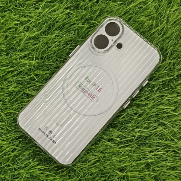 iPhone 16 Designer Magsafe Transparent PC Hard Crystal Back Cover