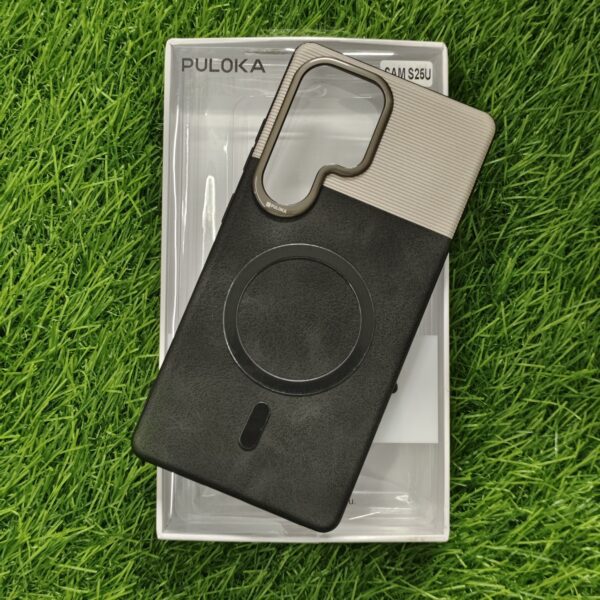 Samsung S25 Ultra Original Puloka Leather Finish Back Cover With Strips - Image 9