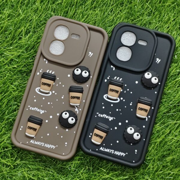 iQOO Z9X Silicone Stylish Coffee Faces Back Cover