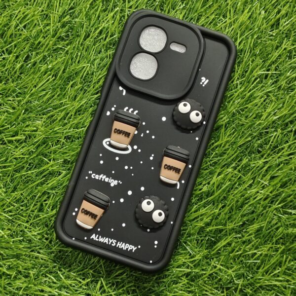 iQOO Z9X Silicone Stylish Coffee Faces Back Cover - Image 6