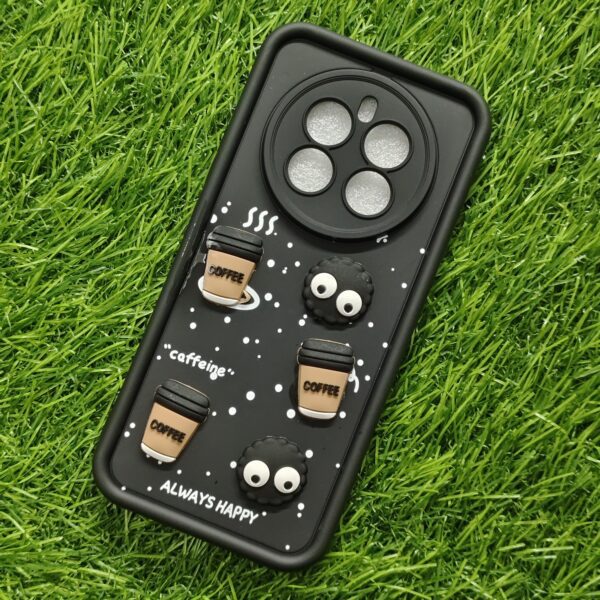 Realme 12 Plus Silicone Stylish Coffee Faces Back Cover - Image 6