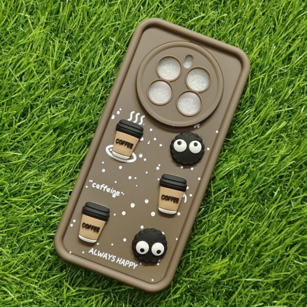 Realme 12 Plus Silicone Stylish Coffee Faces Back Cover - Image 7