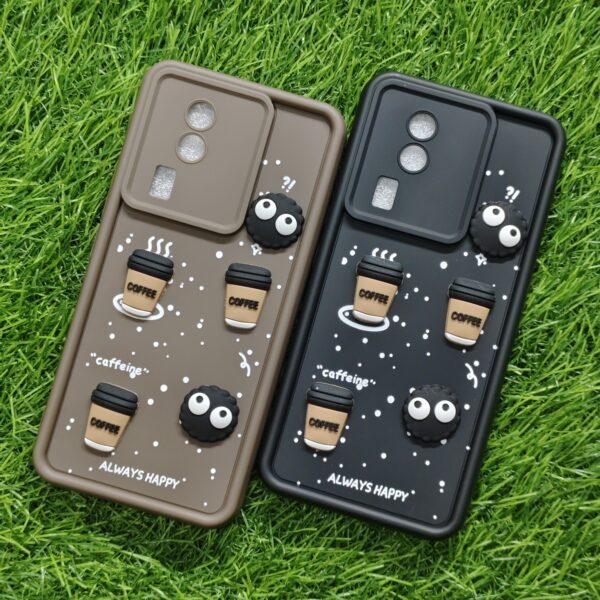 iQOO Neo 7 & 7 Pro Silicone Stylish Coffee Faces Back Cover