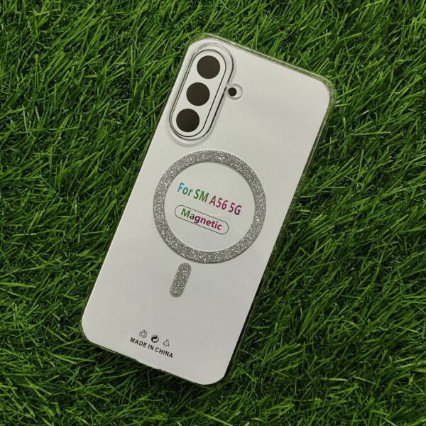 Samsung A56 Glitter Magsafe Transparent PC Hard Crystal Back Cover - Image 10