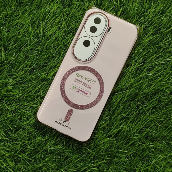Vivo V40E & iQOO Z9s Glitter Magsafe Transparent PC Hard Crystal Back Cover - Image 6