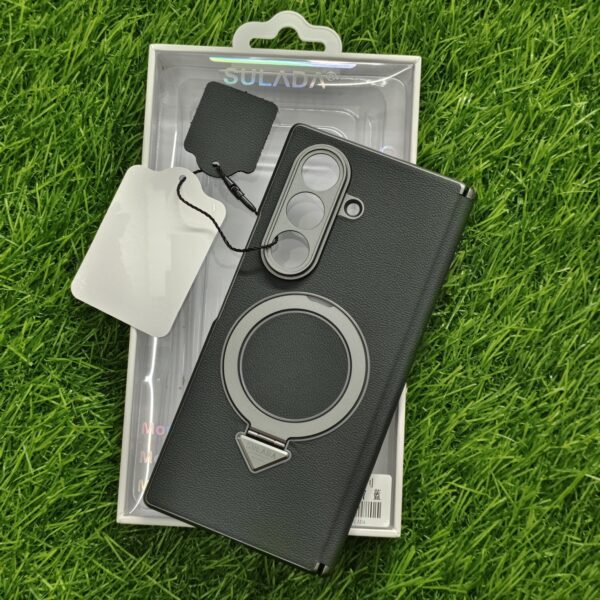 Samsung Galaxy Z Fold 7 Premium Leather Finish Magsafe Stand Back Cover
