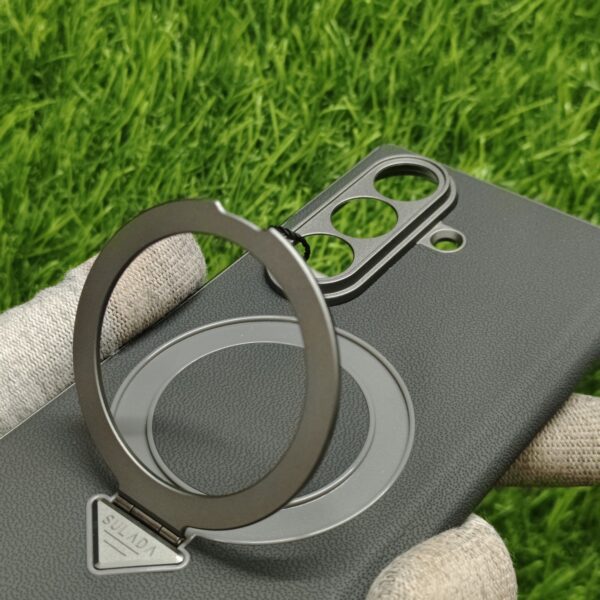 Samsung Galaxy Z Fold 7 Premium Leather Finish Magsafe Stand Back Cover - Image 8