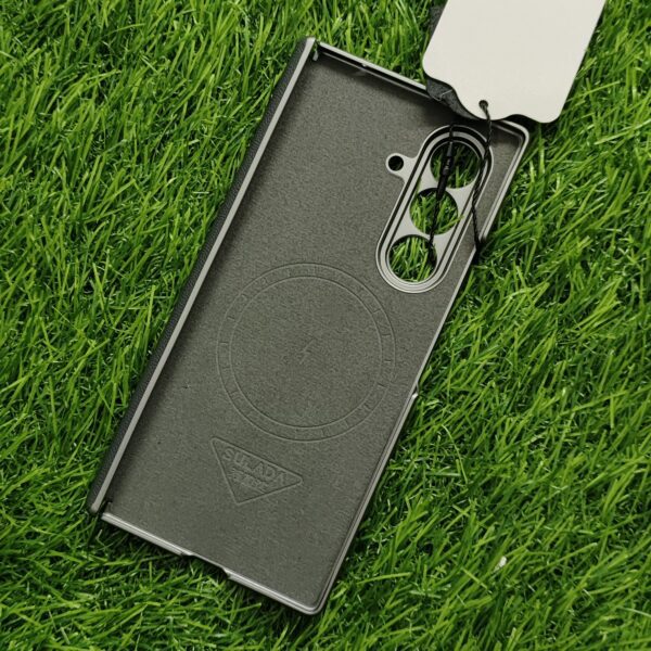 Samsung Galaxy Z Fold 7 Premium Leather Finish Magsafe Stand Back Cover