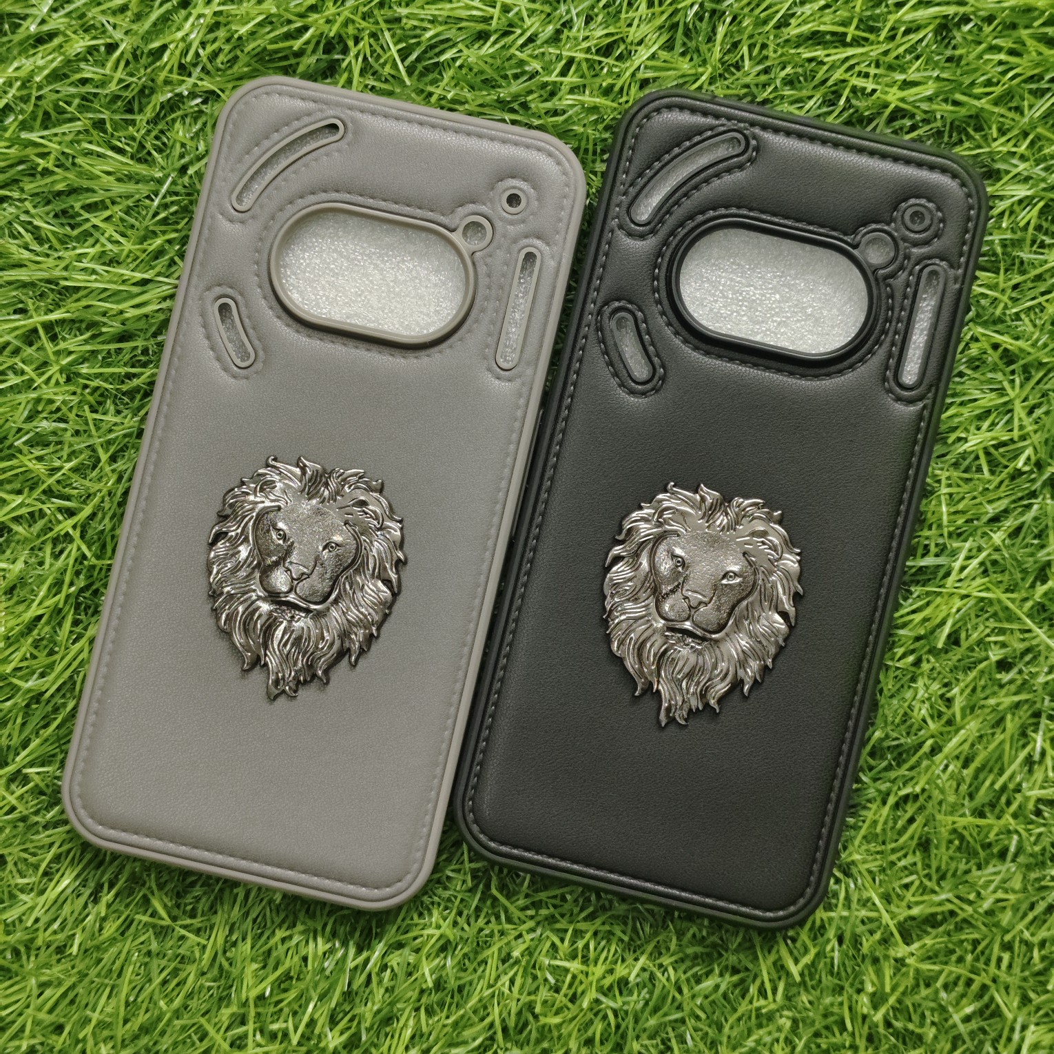 Nothing Phone 2a Premium Puffer Leather Finish Back Cover With Metal Lion Logo - Image 3