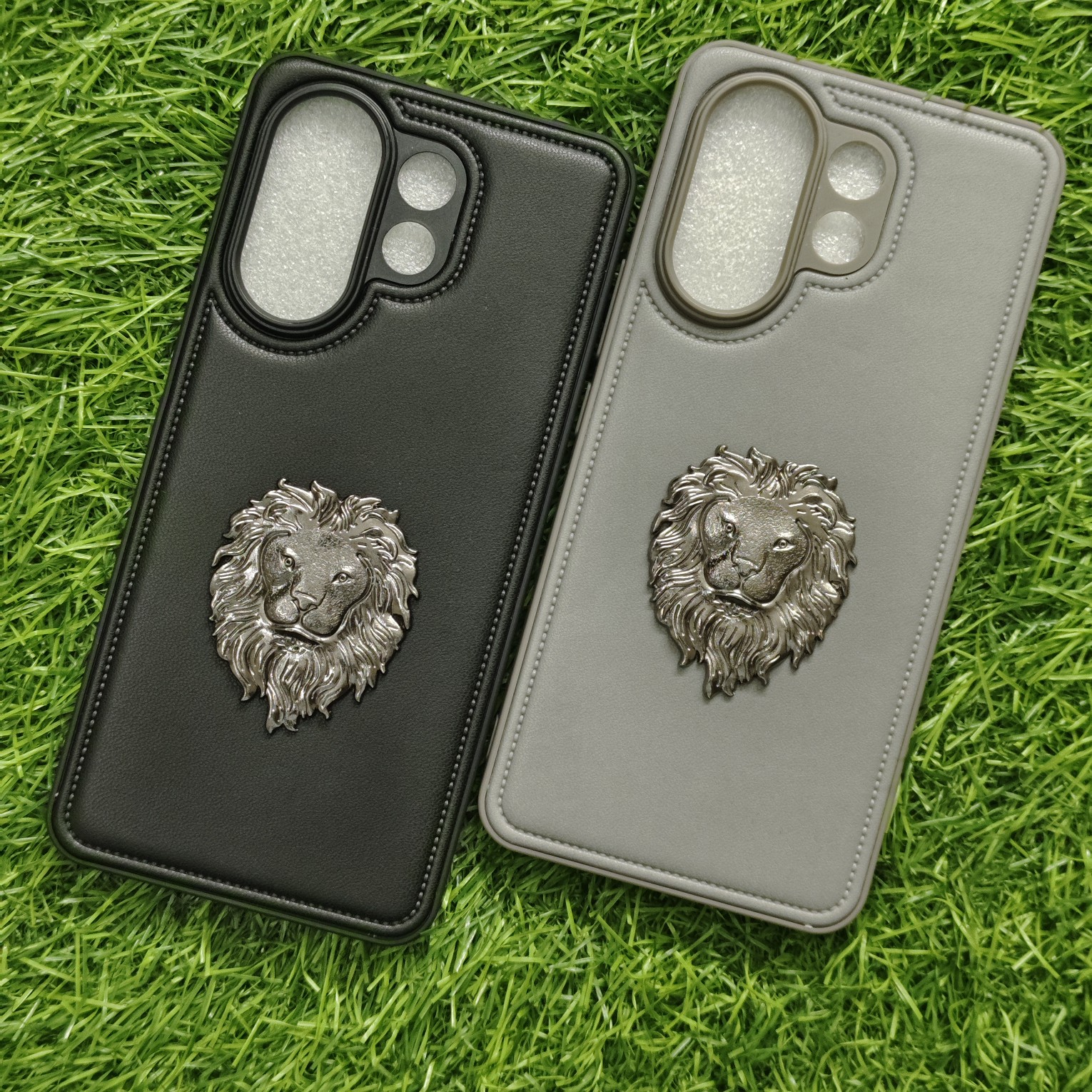 Vivo V60 & V60E & T4 Pro Premium Puffer Leather Finish Back Cover With Metal Lion Logo - Image 3