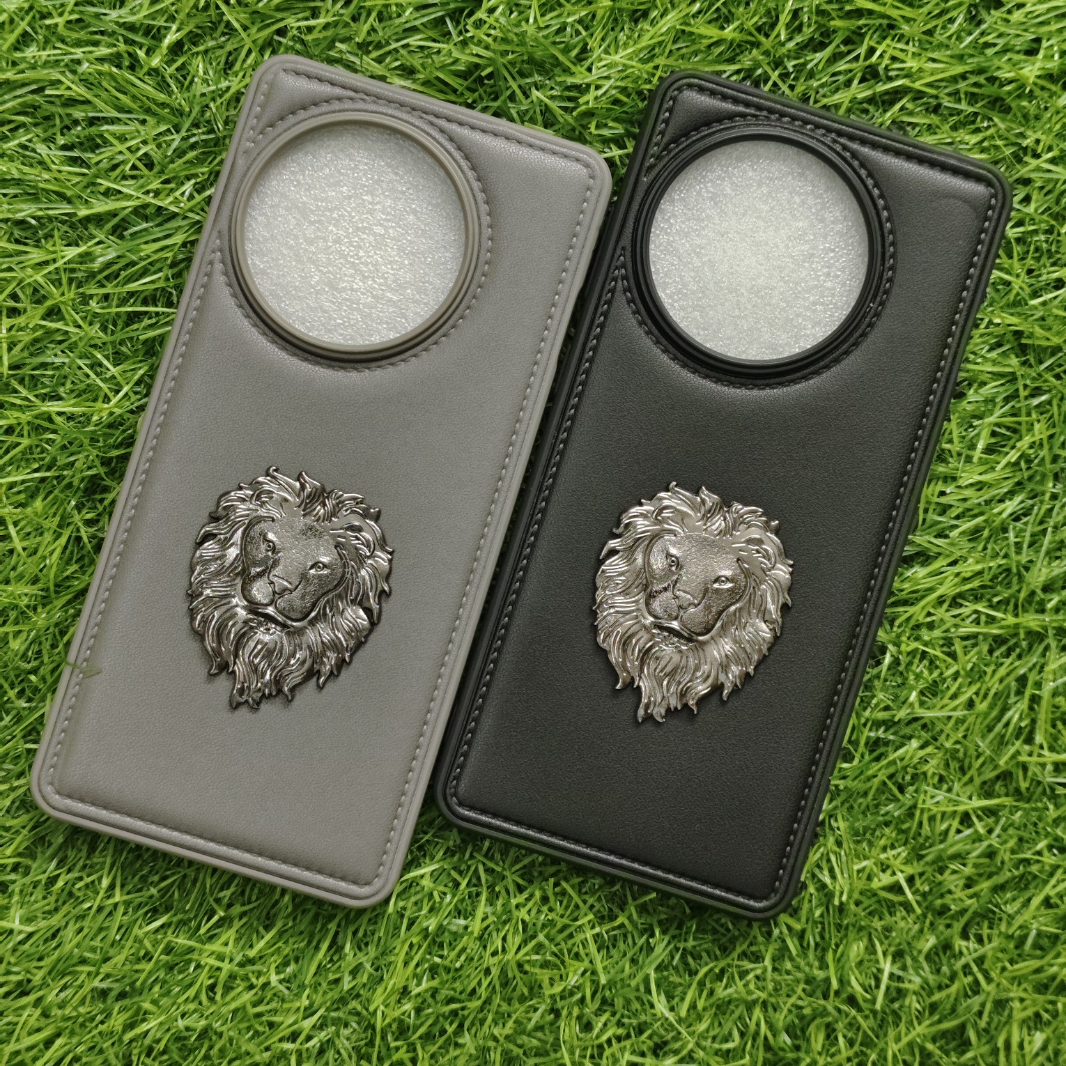 Oneplus 13R Premium Puffer Leather Finish Back Cover With Metal Lion Logo - Image 3