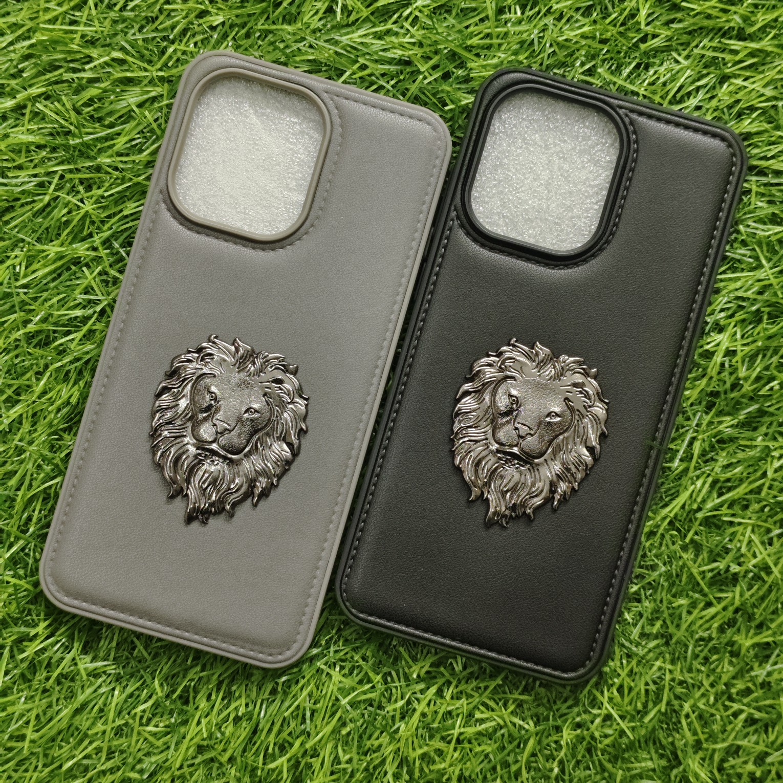 Oneplus 13s Premium Puffer Leather Finish Back Cover With Metal Lion Logo - Image 3