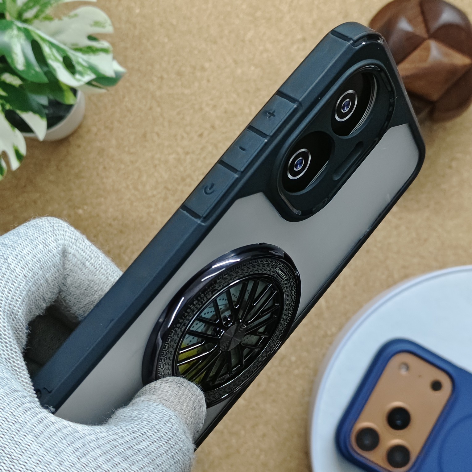 Poco F7 Premium Transparent Doyers Back Cover With Wheel Magsafe Stand - Image 3