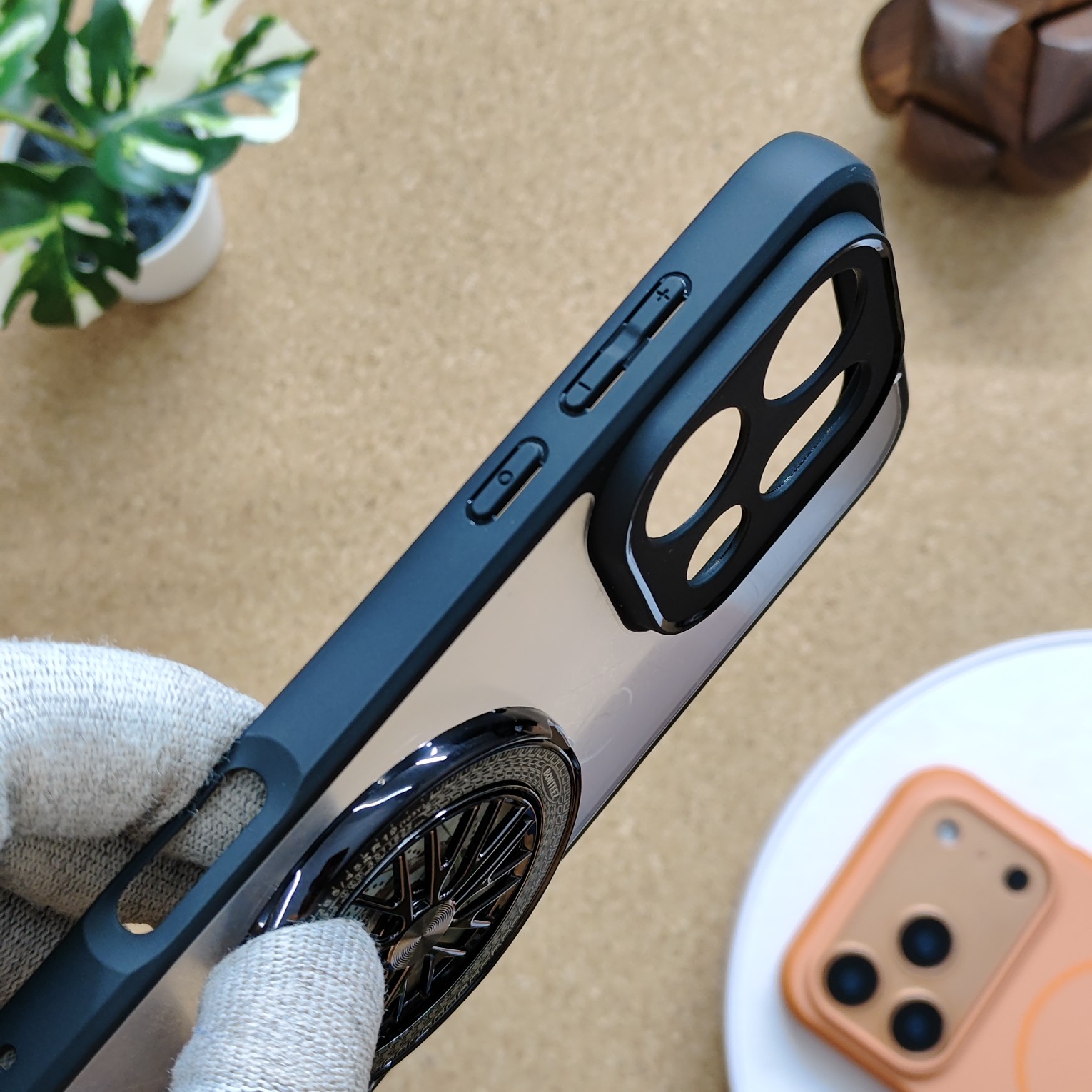 Oppo Find X9 Pro Premium Transparent Doyers Back Cover With Wheel Magsafe Stand - Image 3