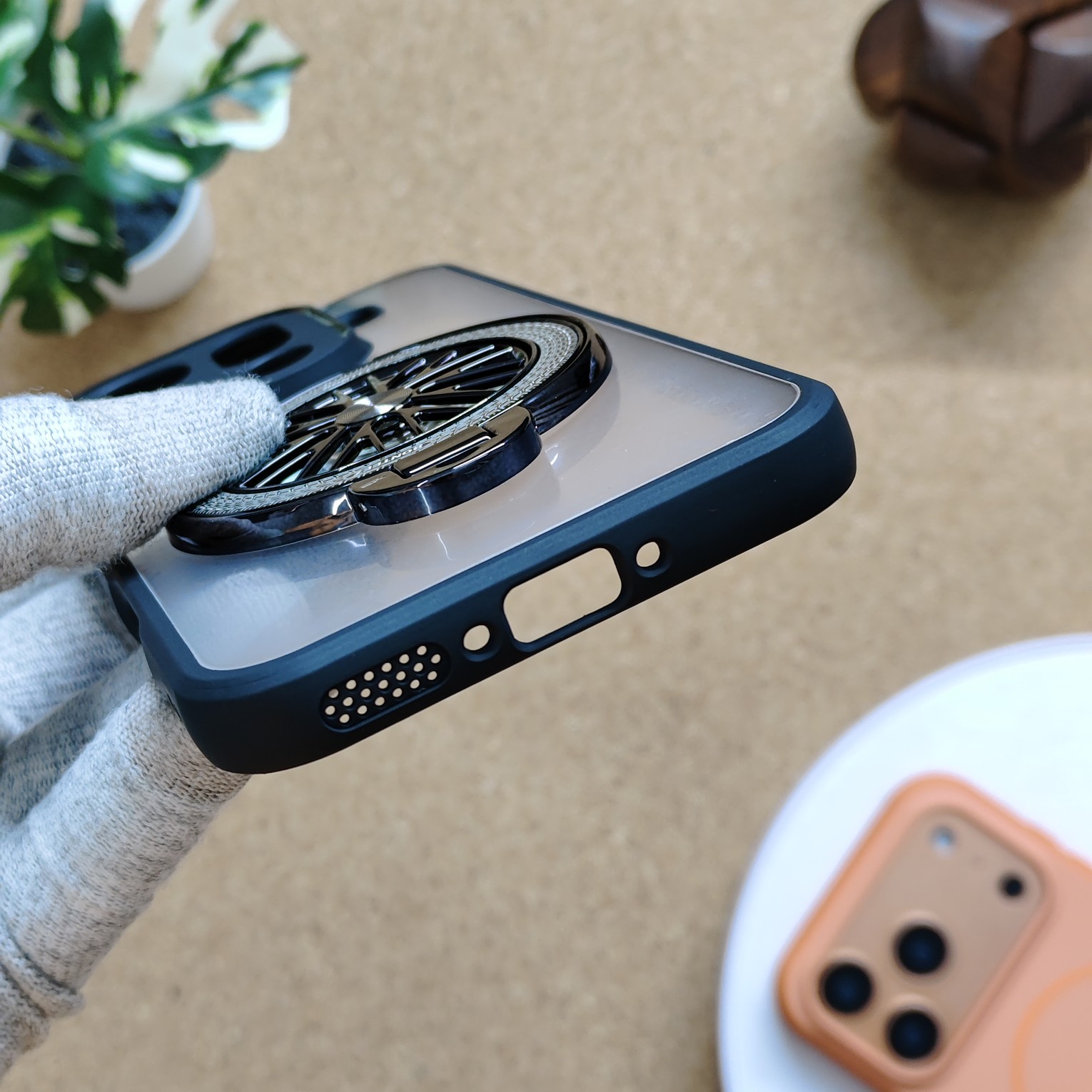 Oppo Find X9 Pro Premium Transparent Doyers Back Cover With Wheel Magsafe Stand - Image 4