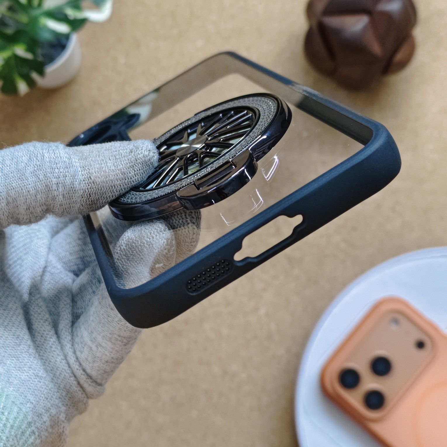 Samsung Galaxy A55 Premium Transparent Doyers Back Cover With Wheel Magsafe Stand - Image 4