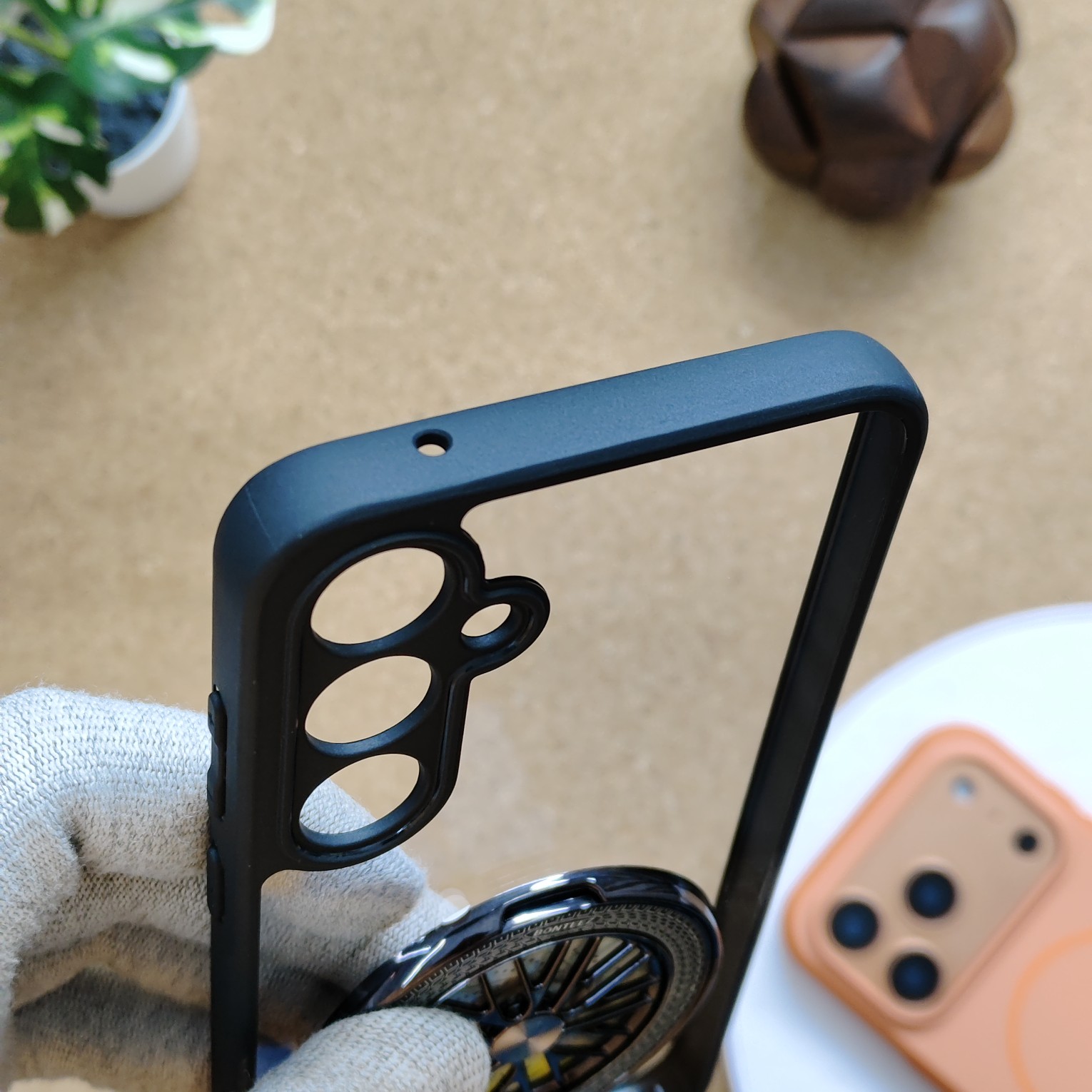 Samsung Galaxy A55 Premium Transparent Doyers Back Cover With Wheel Magsafe Stand - Image 5