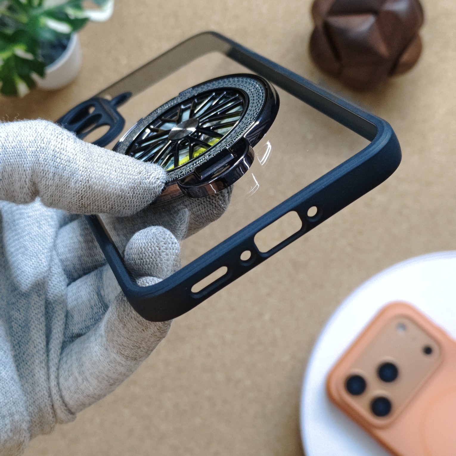 Samsung Galaxy A36 Premium Transparent Doyers Back Cover With Wheel Magsafe Stand - Image 4