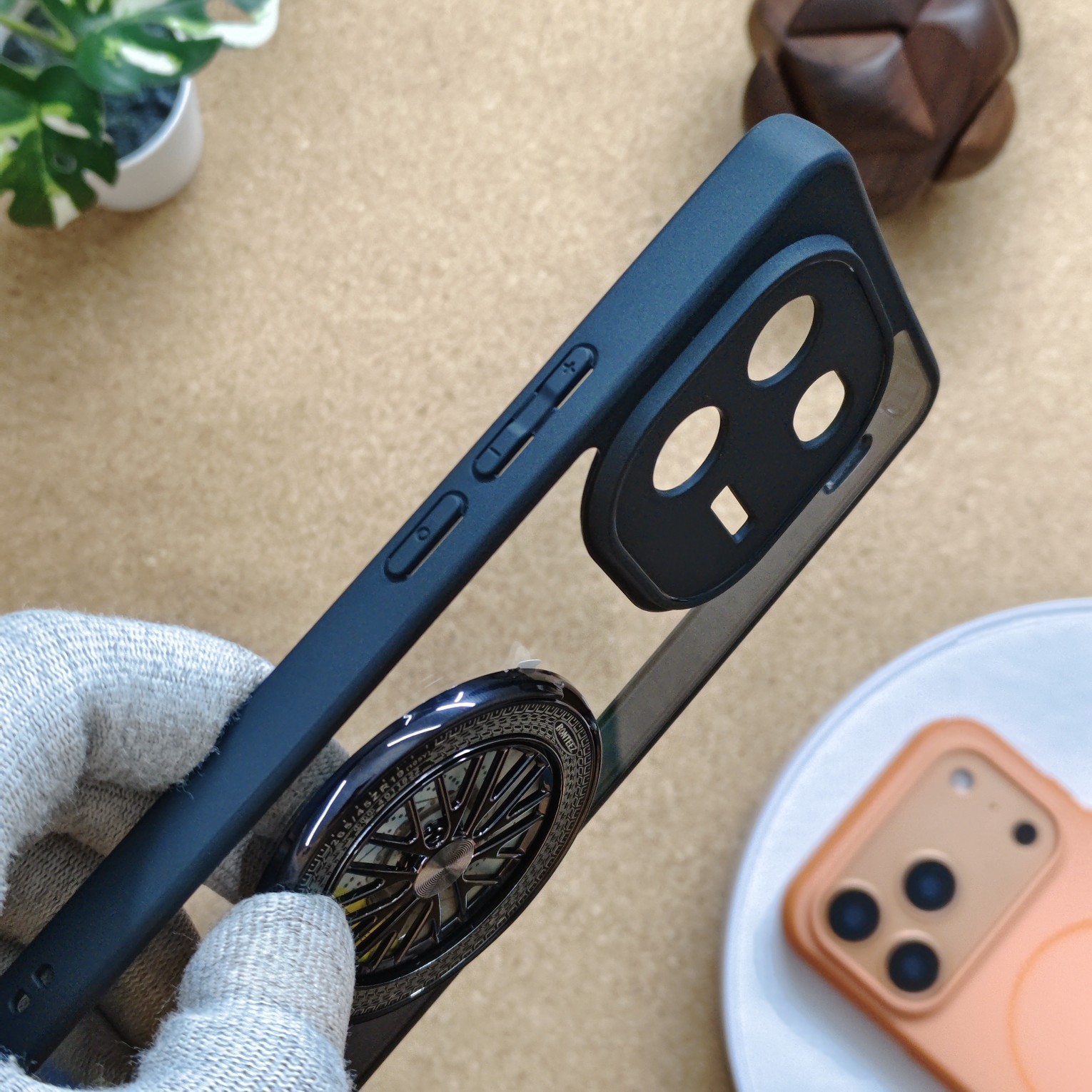 iQOO 12 Premium Transparent Doyers Back Cover With Wheel Magsafe Stand - Image 3