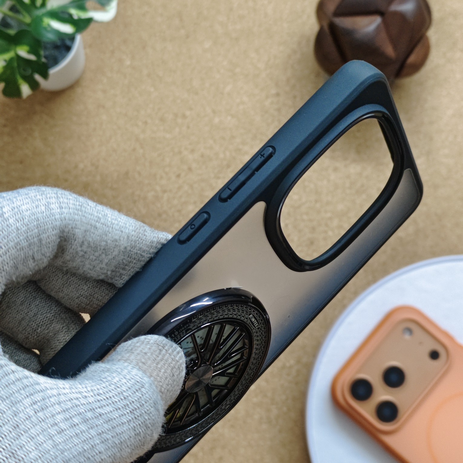 iQOO Neo 10 Premium Transparent Doyers Back Cover With Wheel Magsafe Stand - Image 3