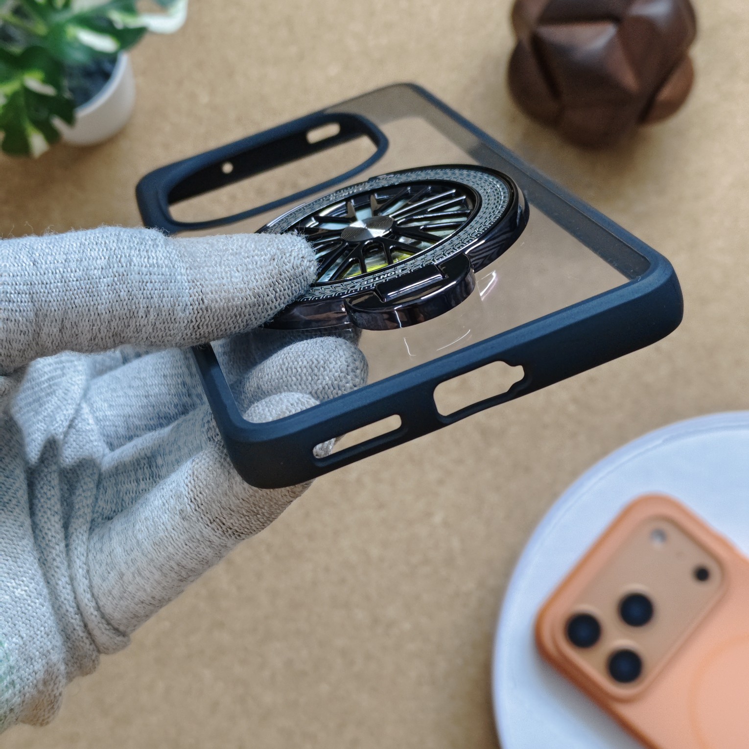 iQOO 13 Premium Transparent Doyers Back Cover With Wheel Magsafe Stand - Image 4