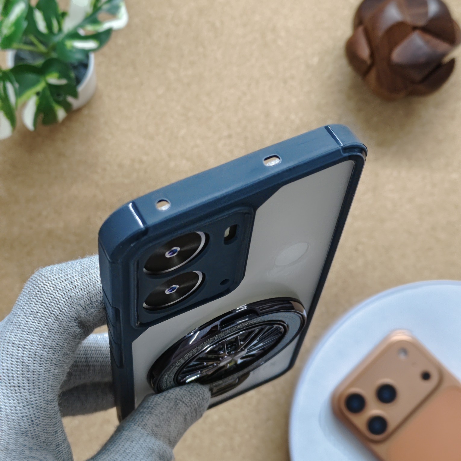 Realme P3 Premium Transparent Doyers Back Cover With Wheel Magsafe Stand - Image 5