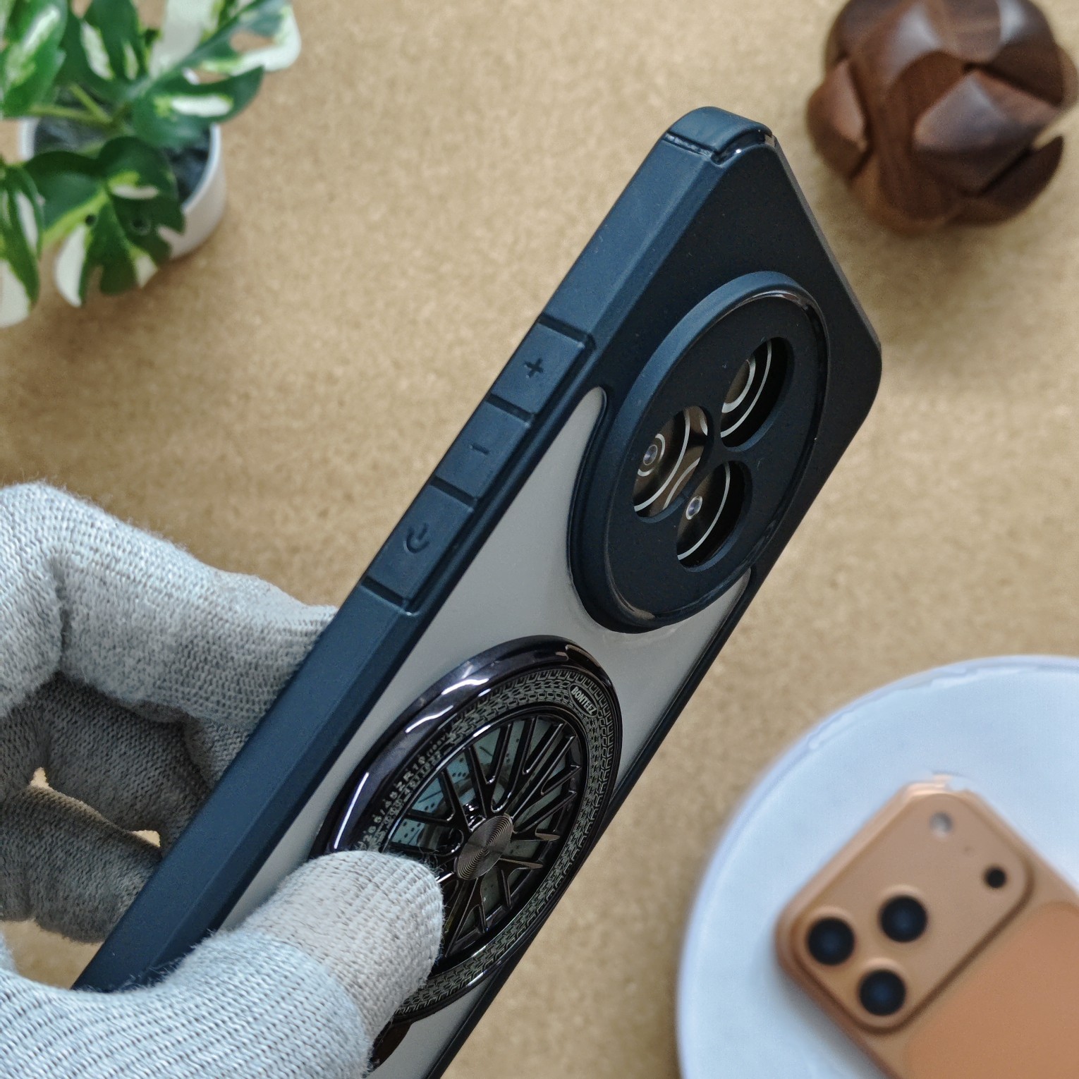 Realme P3 Pro Premium Transparent Doyers Back Cover With Wheel Magsafe Stand - Image 3