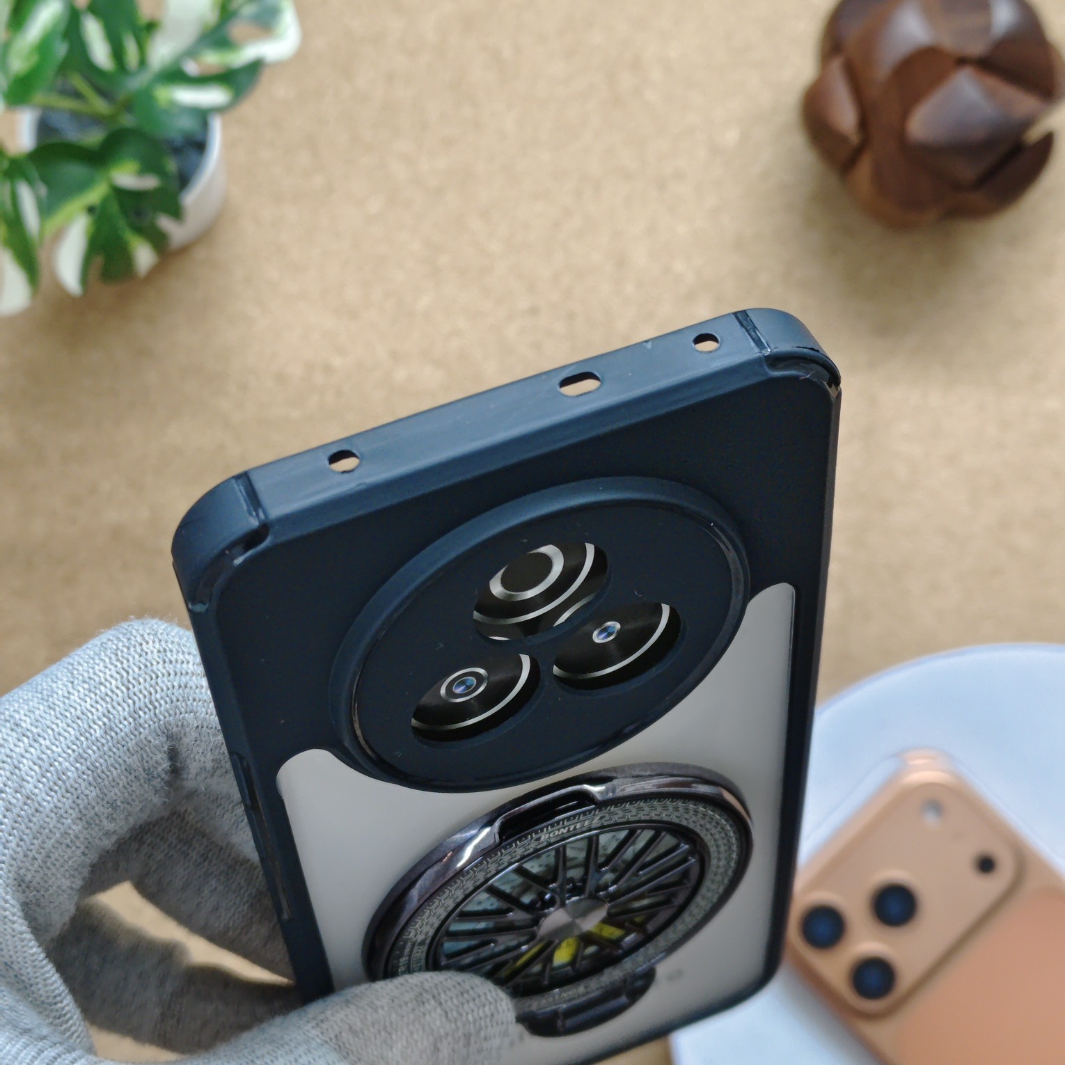 Realme P3 Pro Premium Transparent Doyers Back Cover With Wheel Magsafe Stand - Image 5