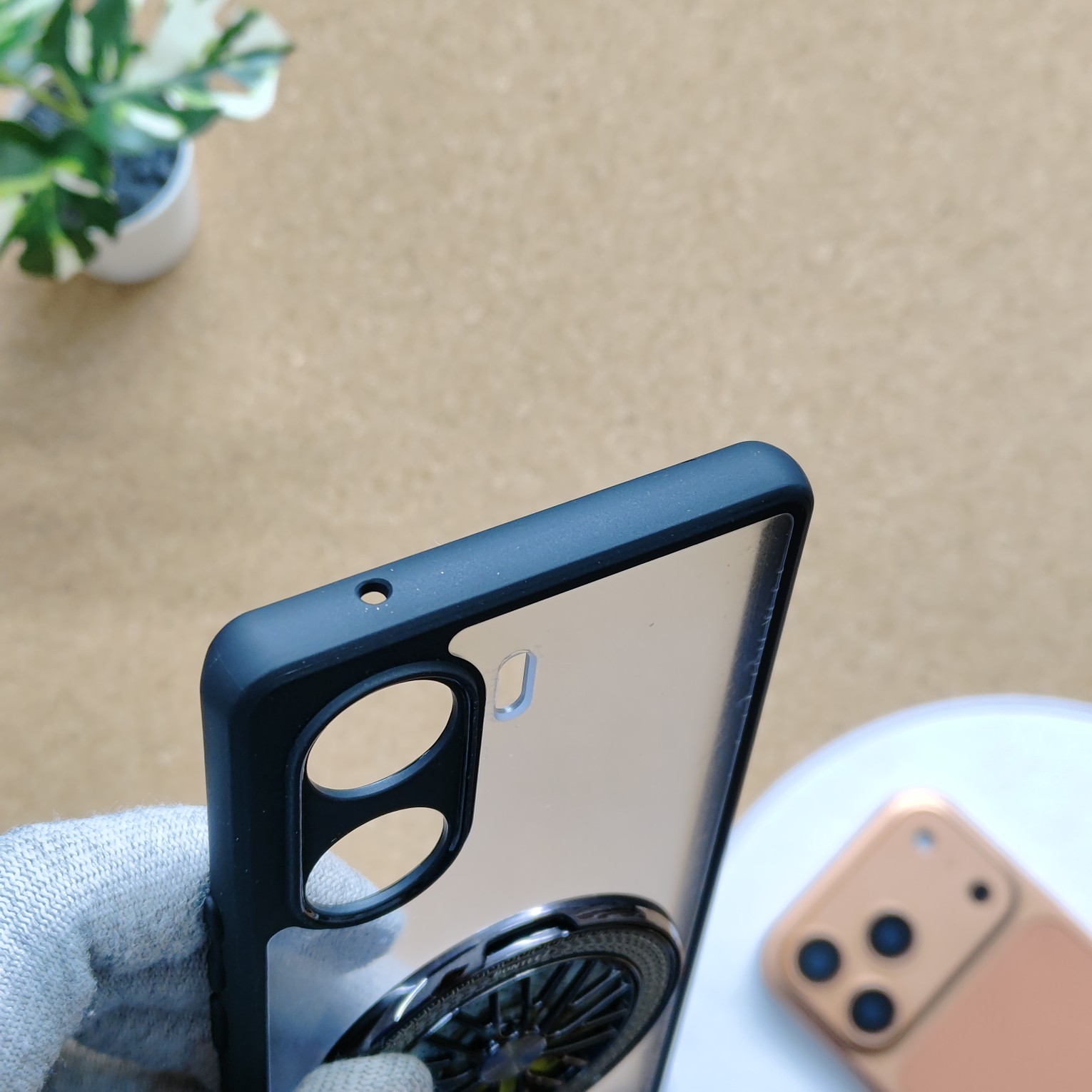 Vivo V29E Premium Transparent Doyers Back Cover With Wheel Magsafe Stand - Image 5