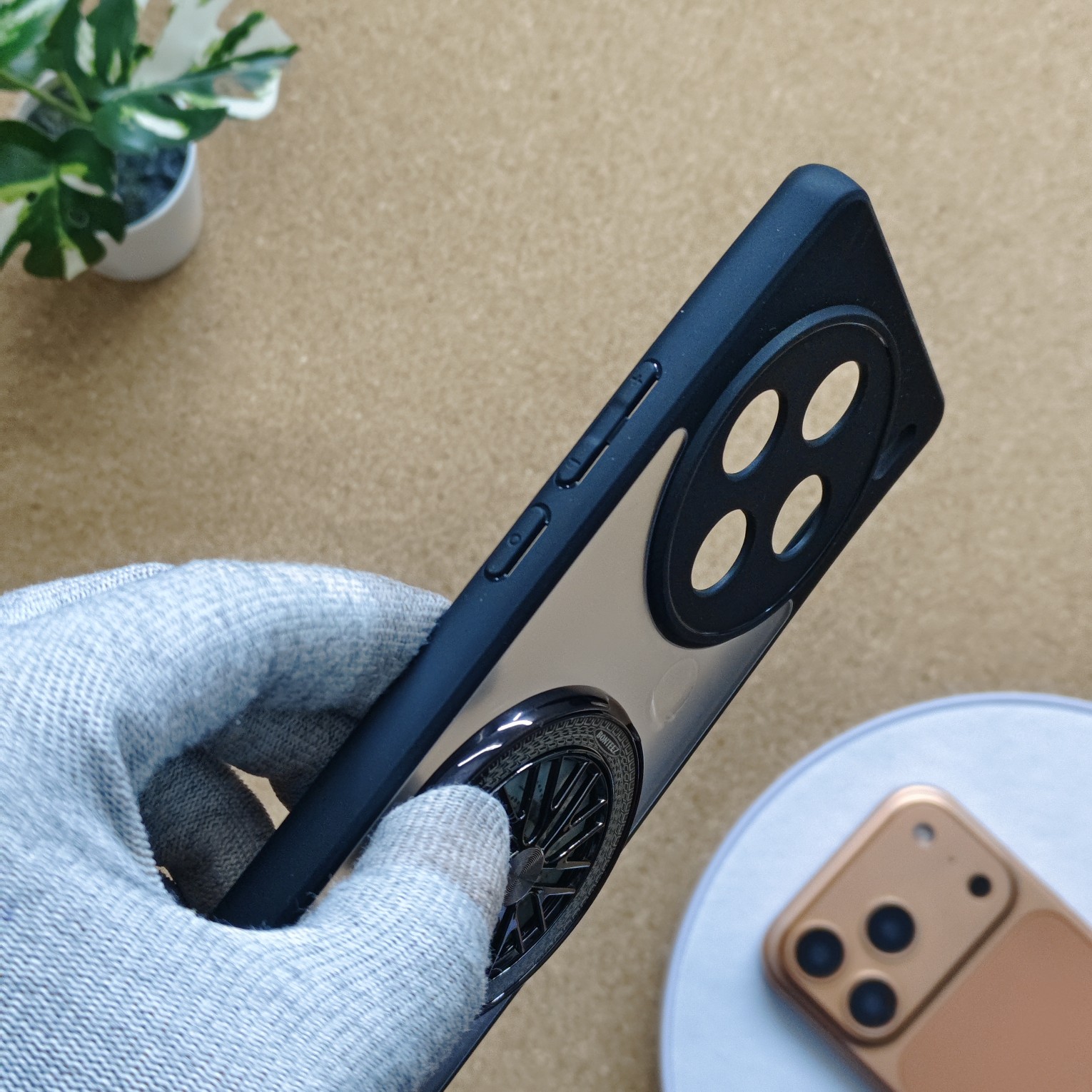 Vivo X100 Premium Transparent Doyers Back Cover With Wheel Magsafe Stand - Image 3