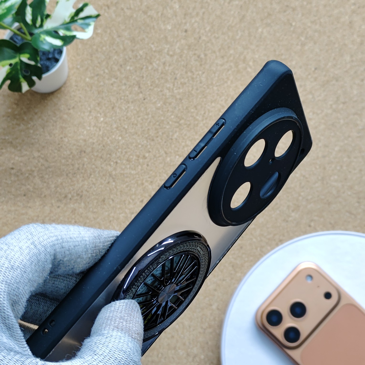 Vivo X100 Pro Premium Transparent Doyers Back Cover With Wheel Magsafe Stand - Image 3