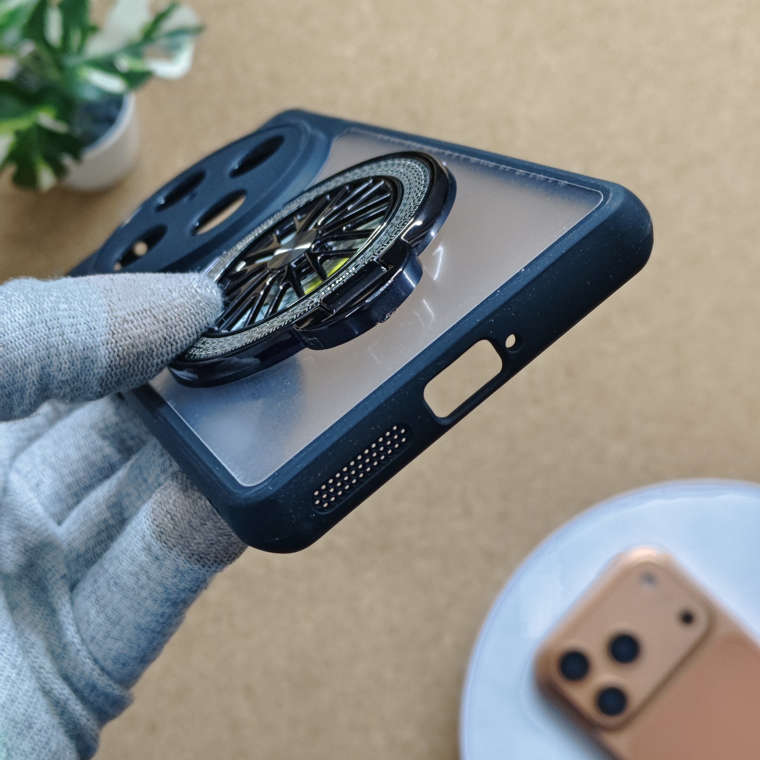 Vivo X100 Pro Premium Transparent Doyers Back Cover With Wheel Magsafe Stand - Image 4