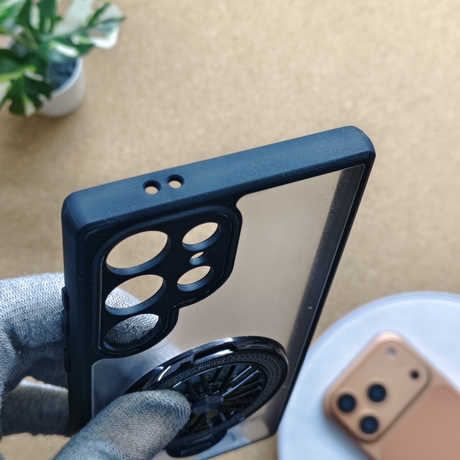 Samsung Galaxy S24 Ultra Premium Transparent Doyers Back Cover With Wheel Magsafe Stand - Image 5