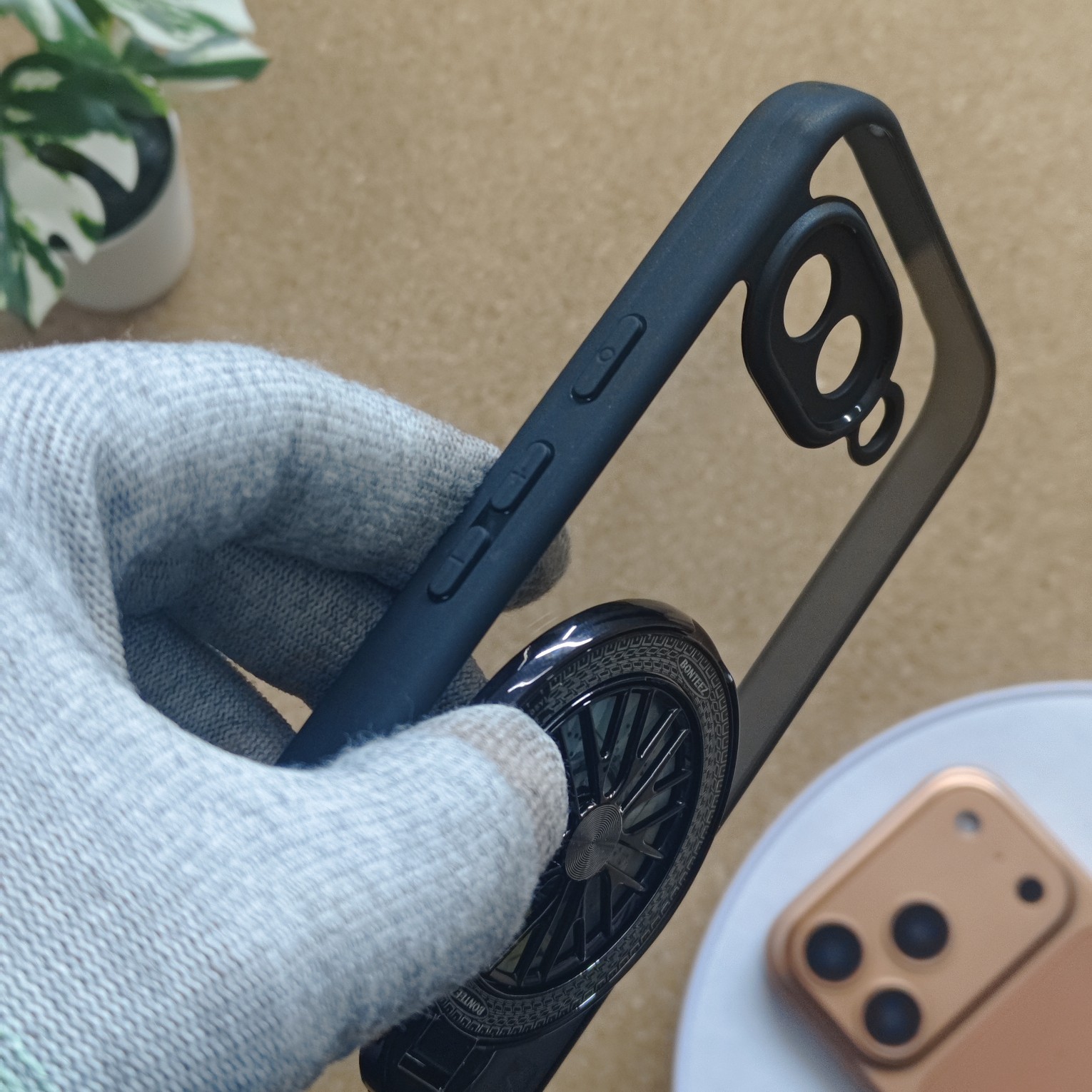 Google Pixel 9a Premium Transparent Doyers Back Cover With Wheel Magsafe Stand - Image 3