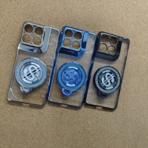 Motorola Edge 70 Stylish Transparent Chrome PC Hard Back Cover With Glitter Dollar Stand