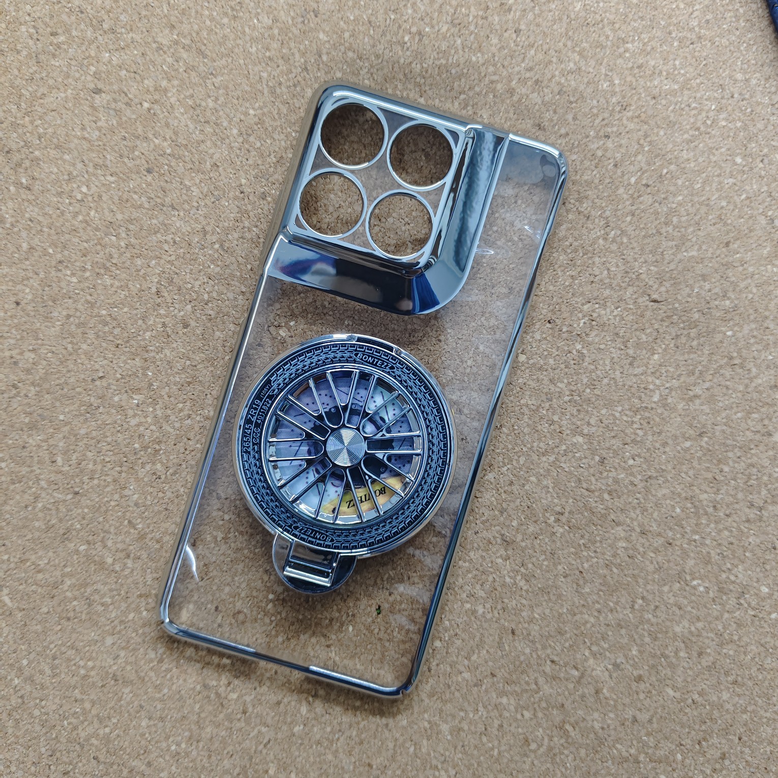 Motorola Edge 70 Stylish Transparent Chrome PC Hard Back Cover With Wheel Magsafe Stand