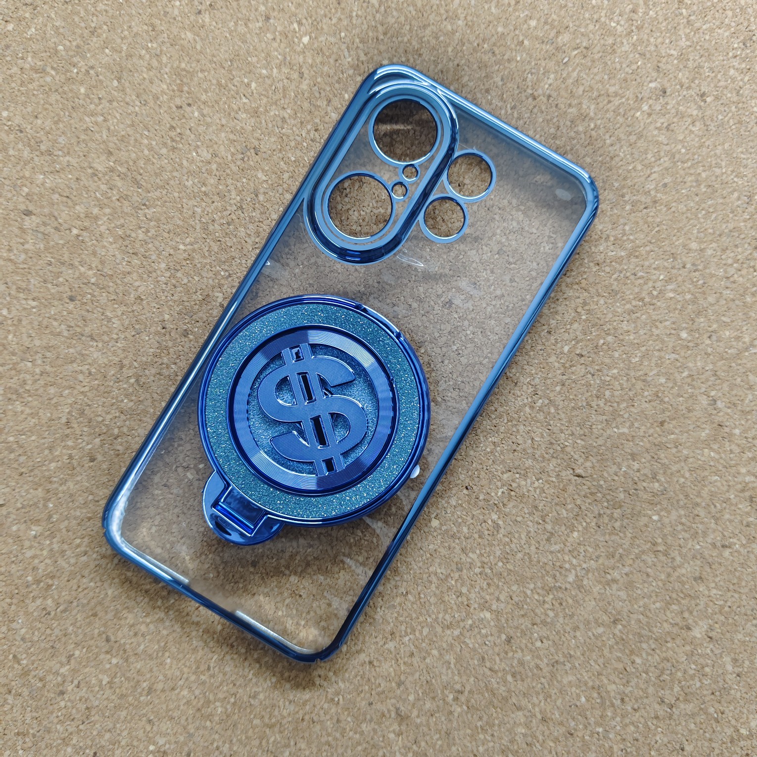 Vivo X200 FE Stylish Transparent Chrome PC Hard Back Cover With Glitter Dollar Stand