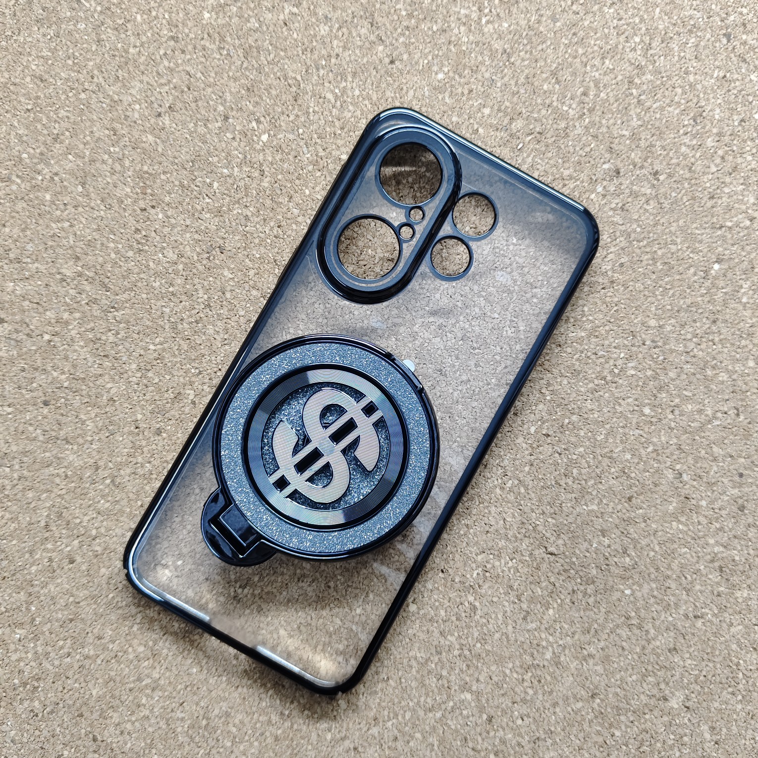 Vivo X200 FE Stylish Transparent Chrome PC Hard Back Cover With Glitter Dollar Stand